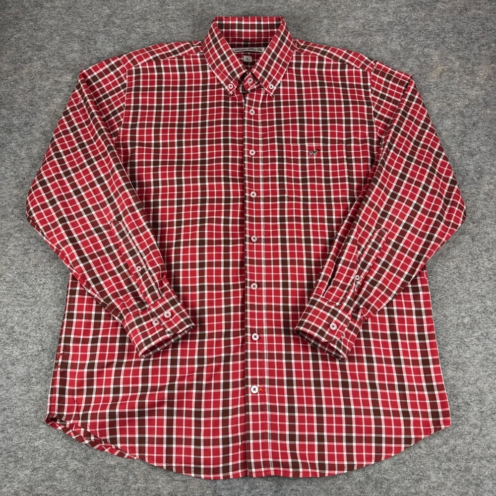 Southern Point Co. Button Down Shirt Long Sleeve Plaid Cotton Red Mens Large L